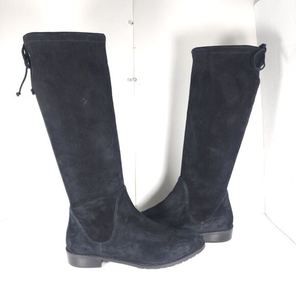 Stuart Weitzman Women's Lilene US 9 Black Suede Stretch Pull On Knee High Boots - Picture 7 of 16